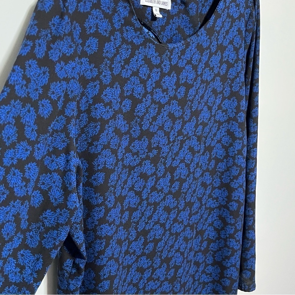 Elizabeth & James Blue Black Floral
Button Back long sleeve prairie Maxi Dress - Picture 7 of 11